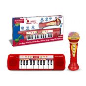 Bontempi Tastiera 24 tasti con microfono karaoke rossa - 602120