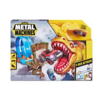 METAL MACHINES 6702 - Jouet Lanceur Avec T-Rex Et Double Boucle - Course 2,6m