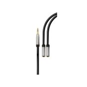 Ridem RDMCL270-15 sdoppiatore cavo nero AUX spina maschio 3,5mm doppia presa femmina 3,5mm 15cm