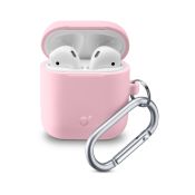 Cellularline Bounce - AirPods 1&2 Custodia per AirPods in silicone soft-touch con gancio Rosa