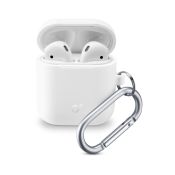 Cellularline Bounce - AirPods 1&2 Custodia per AirPods in silicone soft-touch con gancio Bianco