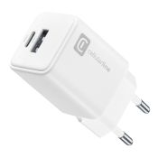 Cellularline Multipower Dual Port 30W - Smartphone, tablet e laptop Caricabatteria da rete 30W con 2 porte USB + USB-C
