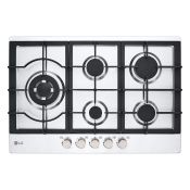 LG CBGZ3016S Piano cottura a gas 75cm, 11,5kW, 5 bruciatori, Griglie in ghisa, Piatto inox