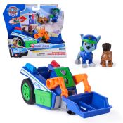 PAW Patrol : Search & Rescue, Veicolo per la Raccolta Differenziata di Salvataggio di Rocky con 2 Personaggi, Macchinina Giocattolo a Retrocarica, Giocattoli per Bambini e Bambine, 3+ Anni