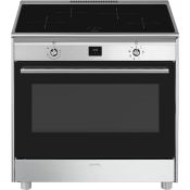 Smeg CG90CIXT cucina A Elettrico Piano cottura a induzione Nero, Acciaio inox