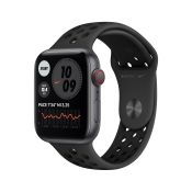 Apple Watch Nike SE GPS + Cellular, 44mm in alluminio grigio siderale con cinturino Sport Nike Antracite/Nero