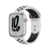 Apple Watch Nike Series 7 GPS, 45mm Cassa in Alluminio Galassia con Cinturino Sport Platino Puro/Nero