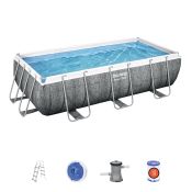 Bestway Power Steel Set piscina fuori terra 4.04 x 2.01 x 1 m Rattan grigio