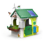 FEBER Casetta ECO - mis. 120 x 94 x 150 cm - casa per bambini dotata di 2 contenitori per la raccolta differenziata, attrezzi per giardinaggio, un mulino a vento e l’imitazione di un pannello solare, nido e mangiatoria per uccellini