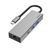 Hama HUB USB Type C 3.1 / porta LAN + 2 porte USB A + 1 porta USB Type C, Power Delivery