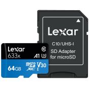 LEXAR - MICROSDHC 633X 64GB W/ADA GLOBAL - Black