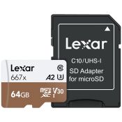 LEXAR - MICROSDXC 667X 64GB W/ADAPTER - Black