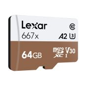 LEXAR - MICROSDXC 667X 64GB W/ADAPTER - WHITE/BROWN