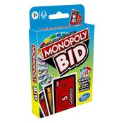 Monopoly Bid, gioco di carte rapido per famiglie e bambini dai 7 anni in su
