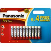 Panasonic Blister 10 Batterie Mini Stilo AAA Alcaline LR03 Pro Power