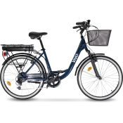Vivobike City Bike VM26 Nero, Blu Acciaio 66 cm (26") 24 kg