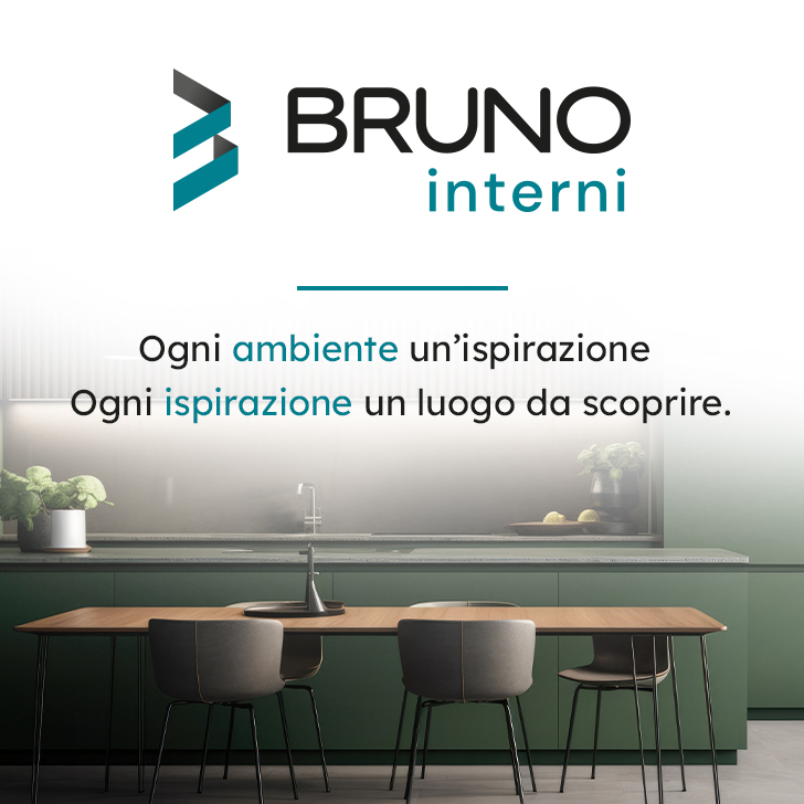 Scopri Bruno Interni: Arredi su misura e design Banner Bruno Interni con sfondo moderno e slogan 'Ogni ambiente un'ispirazione, ogni ispirazione un luogo da scoprire'